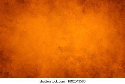 Orange autumn background, old watercolor paper texture, painted marbled vintage grunge illustration for halloween and fall
