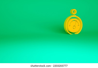 Orange Barometer Icon Isolated On Green Background. Minimalism Concept. 3d Illustration 3D Render.