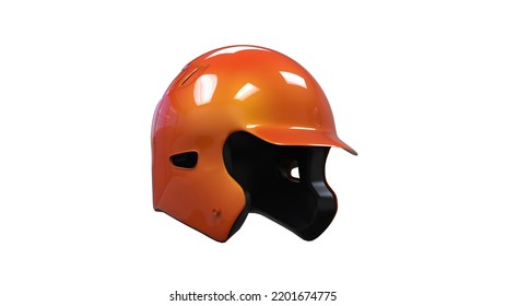 Orange Baseball Helmet On White Background 3d Illustration Render