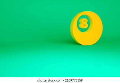 Orange Billiard Pool Snooker Ball Icon Isolated On Green Background. Minimalism Concept. 3d Illustration 3D Render.