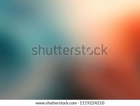 Orange blue blurred pattern on white background. Art empty template. Gleam abstract texture. Ombre pattern. Warm and cool gradient.