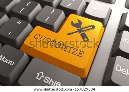 Orange Button with Customize on Black Computer Keyboard. Business Concept.