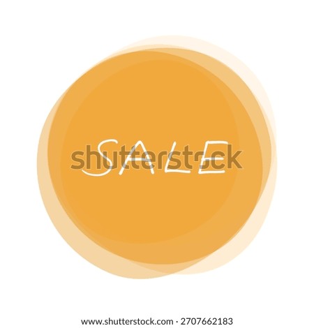 Orange Button with hand written text: Sale