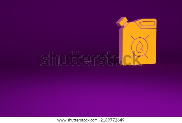 Orange\
Canister for motor machine oil icon isolated on purple background.\
Oil gallon. Oil change service and repair. Engine oil sign.\
Minimalism concept. 3d illustration 3D\
render.