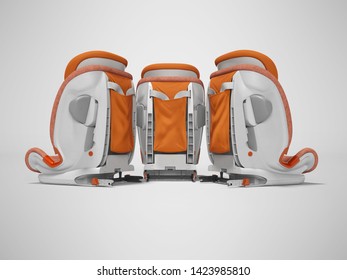 Orange Car Seat Three Pieces Rear View 3d Render On Gray Background With Shadow