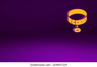 Orange Collar With Name Tag Icon Isolated On Purple Background. Simple Supplies For Domestic Animal. Cat And Dog Care. Pet Chains. Minimalism Concept. 3d Illustration 3D Render.