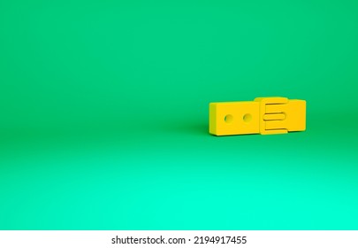 Orange Collar With Name Tag Icon Isolated On Green Background. Simple Supplies For Domestic Animal. Cat And Dog Care. Pet Chains. Minimalism Concept. 3d Illustration 3D Render.