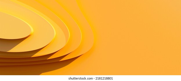 Orange Color Design For Website, Poster, Brand Identity, Brochure, Presentation Template. Yellow Line Curve Design On Abstract Sandy Background. Abstract Background With Soft Waves. 3D Illustration