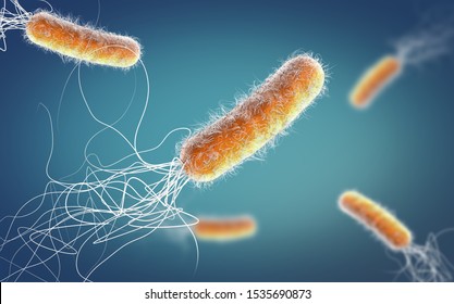 Orange colored multiple antibiotic resistant Pseudomonas aeruginosa bacterium - 3d illustration