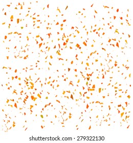 Orange Confetti Isolated On White Background. Paper Falling Confetti.