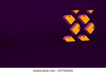 Orange Data Stream Icon Isolated On Purple Background. Minimalism Concept. 3d Illustration 3D Render.