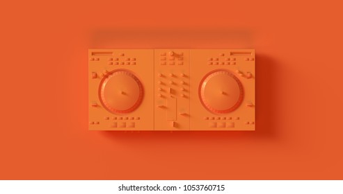 Orange DJ Decks 3d Illustration	