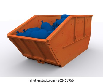 Orange Dumpster Container