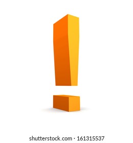 Orange Exclamation Mark On A White Background