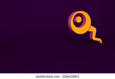 Orange Eye Icon Isolated On Purple Background. Happy Halloween Party. Minimalism Concept. 3d Illustration 3D Render.