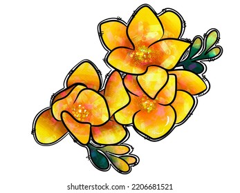 Orange Flower Water Color Floral