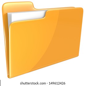 Orange Folder. Open Folder With Papers. Orange.