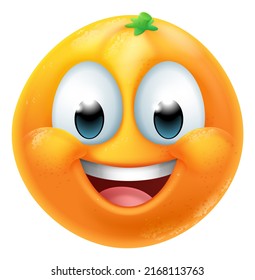 An Orange Fruit Cartoon Character Emoticon Mascot