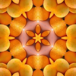 Orange Fruit Element Background With Kaleidoscope Effect