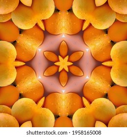 Orange Fruit Element Background With Kaleidoscope Effect