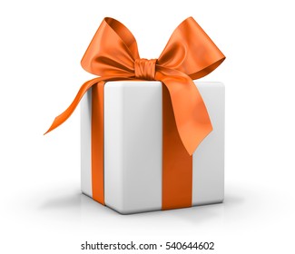 Orange Gift Box Ribbon 3d  Rendering