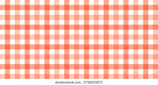 Orange gingham plaid pattern. Seamless checkered plaid background, classic picnic tablecloth texture for textile, wrapping, and digital design.