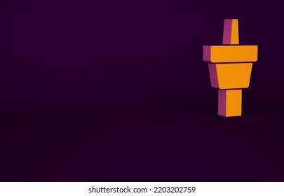 Orange Golf Tee Icon Isolated On Purple Background. Minimalism Concept. 3d Illustration 3D Render.