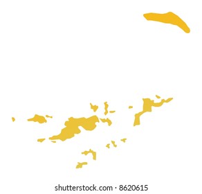 Orange gradient British Virgin Islands map. Detailed, Mercator projection.