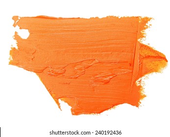 Orange Grunge Brush Strokes Oil Paint Isolated On White