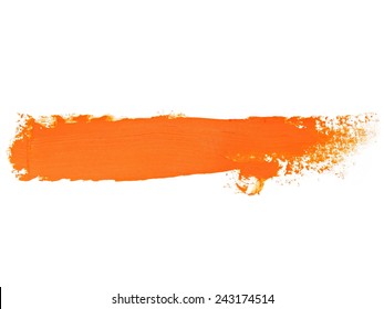 Orange Grunge Brush Strokes Oil Paint Isolated On White