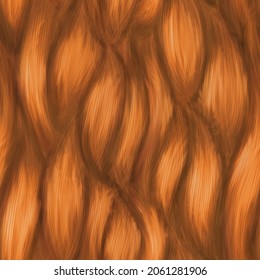 Orange Hair Texture, Seamless Background. Abstract Hand-drawn Pattern Waves Background. Hair Background.