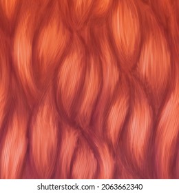 Orange Hair Texture, Seamless Background. Abstract Hand-drawn Pattern Waves Background. Hair Background.