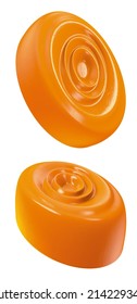 Orange Hard Candy. Toffee Candy. Isolated Background. 3d Illustration.