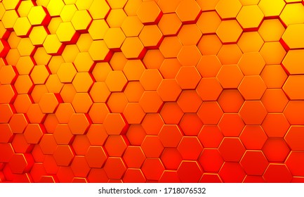 Orange Hexagon  3D Rendering Background