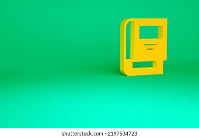 Orange History Book Icon Isolated On Green Background. Minimalism Concept. 3d Illustration 3D Render.