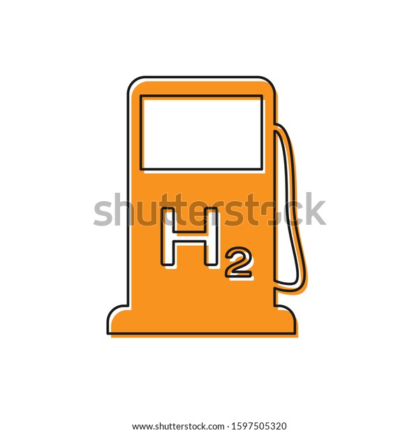 Orange Hydrogen filling station icon
isolated on white background. H2 station sign.
