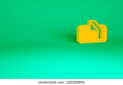 Orange Ice Hockey Goal With Net For Goalkeeper Icon Isolated On Green Background. Minimalism Concept. 3d Illustration 3D Render.