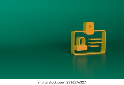 Orange Identification badge icon isolated on green background. It can be used for presentation, identity of the company, advertising. Minimalism concept. 3D render illustration. - Powered by Shutterstock