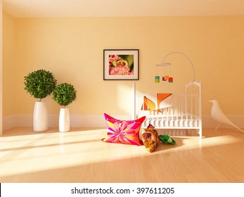 orange baby room