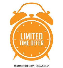 orange limited time offer on alarm clock sticker, badge, icon, stamp, label, banner, sign isolated on white