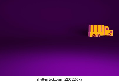 Orange Military Truck Icon Isolated On Purple Background. Minimalism Concept. 3d Illustration 3D Render.