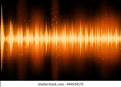 Orange Neon Sound Waves. Music Background Of A Form Of A Wave With Particle Matter.