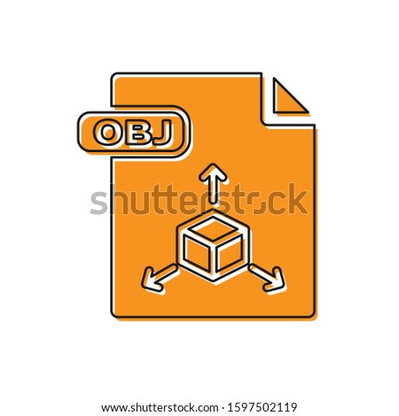 Orange OBJ file document. Download obj button icon isolated on white background. OBJ file symbol.  