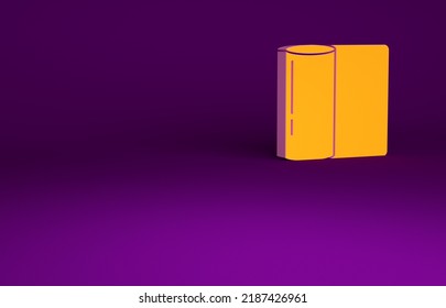 Orange Paper Towel Roll Icon Isolated On Purple Background. Minimalism Concept. 3d Illustration 3D Render.