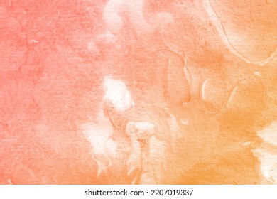 Orange And Peach Abstract Watercolor Background Texture. High Resolution Yellow Gradient Colorful Watercolor Texture For Cards, Backgrounds, Fabrics, Posters. Hand Draw Backdrop. Modern Alcohol Inks