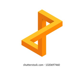 Orange Penrose Triangle On White Background.