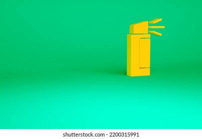 Orange Pepper Spray Icon Isolated On Green Background. OC Gas. Capsicum Self Defense Aerosol. Minimalism Concept. 3d Illustration 3D Render.