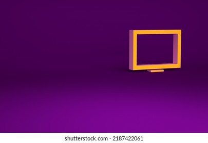 Orange Picture Frame On Table Icon Isolated On Purple Background. Minimalism Concept. 3d Illustration 3D Render.