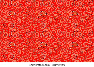 Orange, pink and red ornament. Seamless background. Wallpaper baroque, damask. Floral seamless pattern.