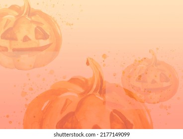 Orange Pumpkin Watercolor. Pumpkin For Halloween, For A Holiday. Night Party. Sinister Pumpkin. On Isolated  Background. Watercolor Postcard, Illustration, Logo.Halloween Invitation. Paint Splash 